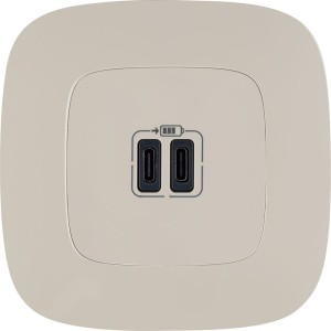 Valena Allure - Зарядное устройство 2xUSB Type C+C, 3000мА, слоновая кость (инд. упаковка)