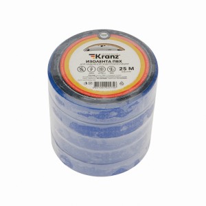 Изолента ПВХ 0,13х15мм, 25м, синяя KRANZ.