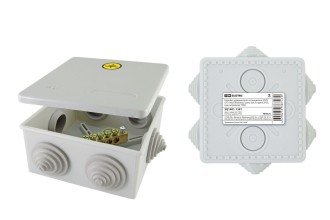 Коробка уравнивания потенциалов (КУП) ОП 100х100х50 мм, шина 6х9, 8 групп, IP55, инд. штрихкод, TDM.