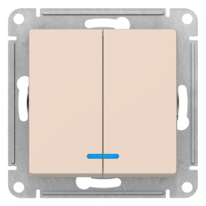 Выключатель 2-клавишный с подсветкой Schneider Electric AtlasDesign ATN000253 Бежевый