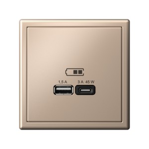 ARTGALLERY USB РОЗЕТКА A + тип-C 45Вт высокоскор.заряд. QC, PD, механизм, ПЕСОЧНЫЙ