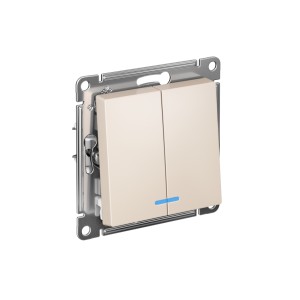 ATLASDESIGN 2-клавишный ВЫКЛЮЧАТЕЛЬ с подсветкой, сх.5а, 10АХ, механизм, БЕЖЕВЫЙ