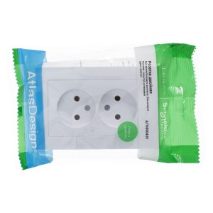 ATLASDESIGN РОЗЕТКА двойная без заземления, 16А, в сборе, ЖЕМЧУГ