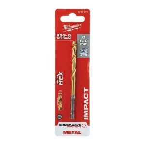 Сверло по металлу Shockwave Red Hex HSS-G Tin 6,0 мм (1 шт), MILWAUKEE
