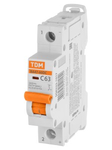 Автоматический выключатель ВА47-60DC 1P 63А 6кА х-ка С TDM