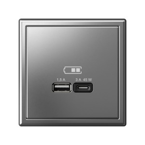 ARTGALLERY USB РОЗЕТКА A + тип-C 45Вт высокоскор.заряд. QC, PD, механизм, СТАЛЬ