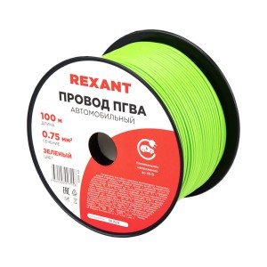 Провод ПГВА 1х0,75мм², зеленый, бухта 100м REXANT