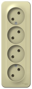 BLANCA О/У РОЗЕТКА 4-ая без заземления без шторок, ИЗОЛ.ПЛ., 16А, 250В, БЕЖЕВЫЙ