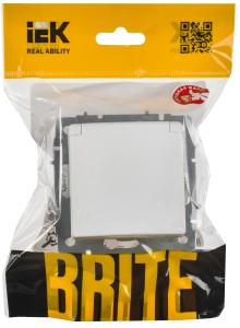 BRITE Розетка 1-местная с заземлением с защитными шторками и крышкой 16А IP20 РСбш10-3-БрАБ арктический белый IEK