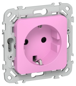 FLITE Розетка с заземлением с защитными шторками безвинтовое крепление 16А РСш11-1-ФлПр пурпурный IEK