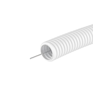 Труба ПЛЛ гибкая гофр. не содержит галогенов, HF, д.16мм, негорючая, ПВ-0, с  протяжкой,100м, цвет белый DKC