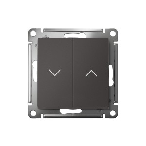 ATLASDESIGN 2-клавишный ВЫКЛЮЧАТЕЛЬ ДЛЯ ЖАЛЮЗИ, сх.4, 10А, механизм, БАЗАЛЬТ