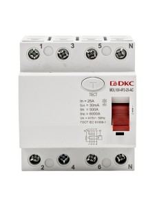 Устройство защитного отключения УЗО ВДТ YON MAX MDL100, 4P, 30mA, 25A, тип АС DKC