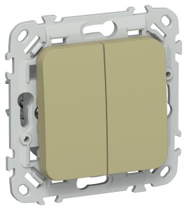 FLITE Выключатель 2-клавишный 10А ВС12-1-0-ФлО оливковый IEK