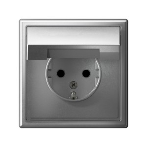 ARTGALLERY РОЗЕТКА с заземл. со шторк. с крышкой, 16А, IP20, механизм, АЛЮМИНИЙ