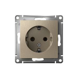 ATLASDESIGN РОЗЕТКА с заземлением без шторок, 16А, механизм, ШАМПАНЬ