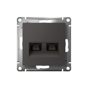 ATLASDESIGN РОЗЕТКА двойная компьютерная RJ45+RJ45 кат. 5e, механизм, БАЗАЛЬТ