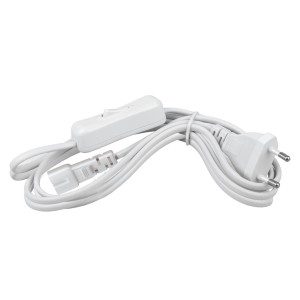 Сетевой шнур WOLTA WIC-CIC-2PIN-C7-PL с вилкой и выключателем, разъем C7, 2PIN, 1.5м белый