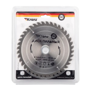 Диск пильный 185 мм х 40 зуб х 30/20 мм KRANZ