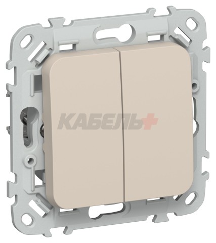 FLITE Выключатель 2-клавишный кнопочный проходной 10А ВС62-2-0-ФлЛ льняной IEK