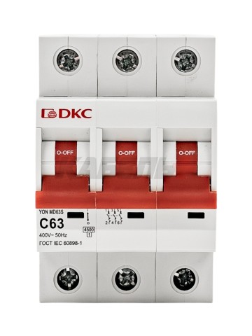 Автоматический выключатель YON max типа MD63S, 4,5кА, 3 полюса, хар-ка C, 63А DKC