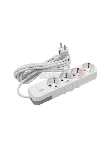 EL-BI,Myra,удлинитель 4гн3м с/з с выкл. белый,527-010203-422