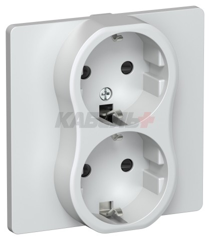 FLITE Розетка 2-местная с заземлением с защитными шторками безвинтовое крепление 16А РСш12-1-К-ФлЖ жемчуг IEK