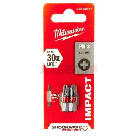 Насадка Milwaukee SHOCKWAVE PH3 25 мм (2 шт) 4932430857