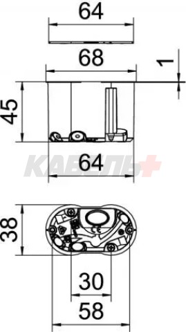 OBO-Bettermann - Подрозетник HG 45-WAD-LD для светильников, с крышкой, 650°С, h=45мм, для полых стен, c винтами, с мембр. вводами, оранжевый, полипропилен - Артикул: 2003834