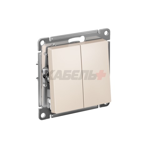 ATLASDESIGN 2-клавишный ВЫКЛЮЧАТЕЛЬ, сх.5, 10АХ, мех., быстрозажим. клем., БЕЖЕВЫЙ