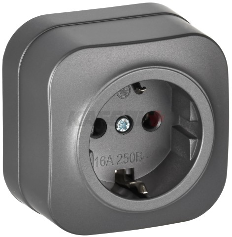 GLORY Розетка 1-местная для открытой установки с заземлением без защитных шторок 16А РС20-3-ХСм сталь матовый IEK