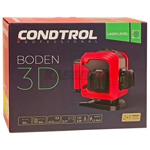 Нивелир лазерный Boden 3D (Зеленый / 30/60 м / 3 луча / +- 0,3 мм/м / Сумка), CONDTROL