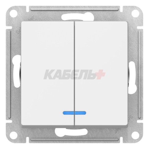 ATLASDESIGN 2-клавишный ВЫКЛЮЧАТЕЛЬ с подсветкой, сх.5а, 10АХ, мех., ЛОТОС