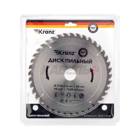 Диск пильный 210 мм х 40 зуб х 30 мм KRANZ