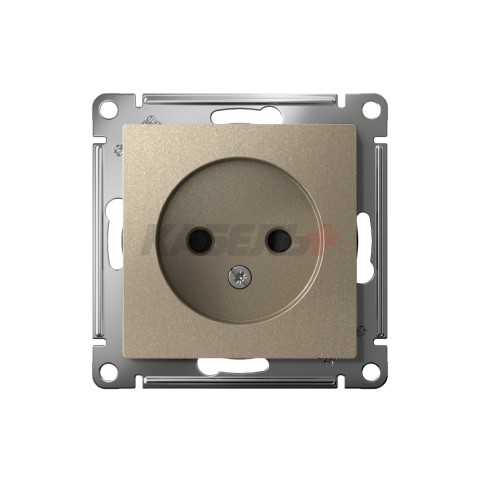 ATLASDESIGN РОЗЕТКА без заземления со шторками, 16А, механизм, ШАМПАНЬ