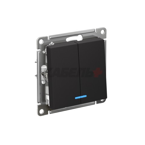 ATLASDESIGN 2-клавишный ВЫКЛЮЧАТЕЛЬ с подсветкой, сх.5а, 10АХ, механизм, КАРБОН