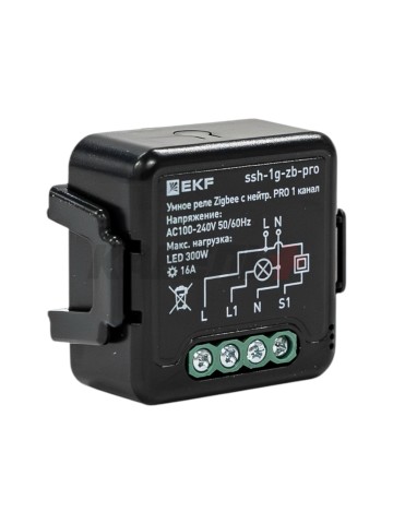 Умное реле в подрозетник 1-канальное с нейтралью 16А Zigbee EKF Connect Select PRO