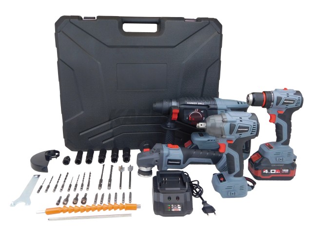 Аккумуляторный бесщеточный E0093 Profipower набор 4 в 1 ProfiSet-4F18 (Li-ion-2шт, 4Ач, З/У, кейс, E0081, E0080, T0056, T0058)