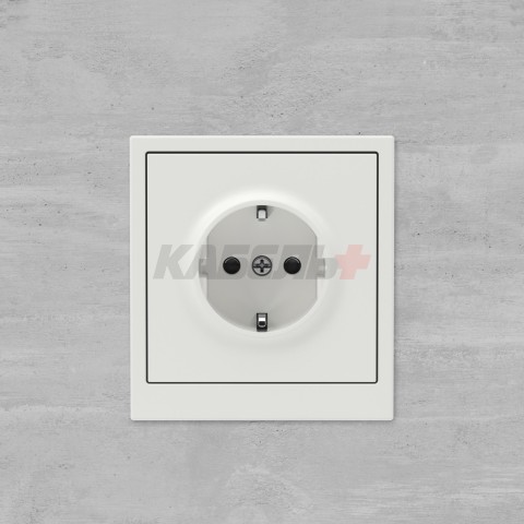 Розетка силовая, 2P+E, с з/ш, KANT, белый песок DKC