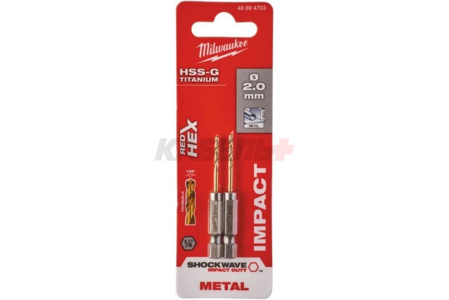 Сверло по металлу Milwaukee RedHEX HSS-G TIN 2мм (2шт.)