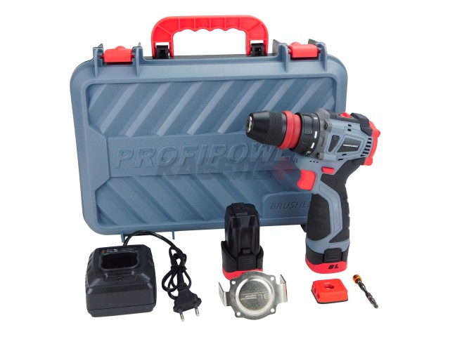 Аккумуляторный бесщеточный шуруповерт со съемным патроном E0241 PROFIPOWER BL-161B (16В, 40Нм, Li-ion 2шт,2.0Ач, З/У, в кейсе)