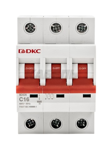 Автоматический выключатель YON max типа MD63N, 6кА, 3 полюса, хар-ка C, 16А DKC