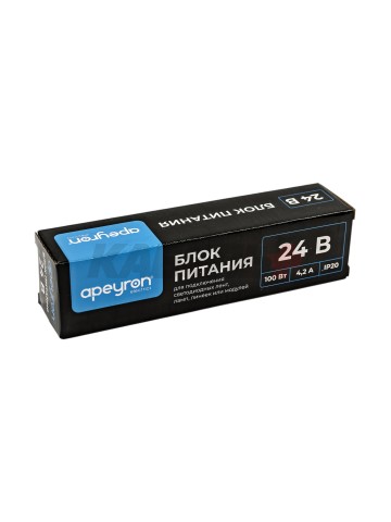 Блок питания 24В, (СТ), 100Вт, импульсный, IP20, 170-264В, 4,2А, алюм., слим, сереб., 190*46*35мм