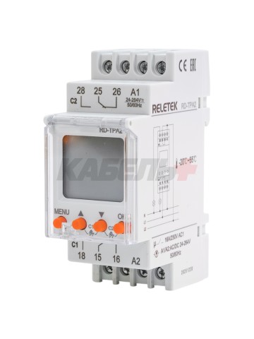 Цифровой таймер RD-TPA2, 2CO, 16A(250VAC), 24_264VAC/DC, астрономическая годовая программа, русское меню, LCD, 2M