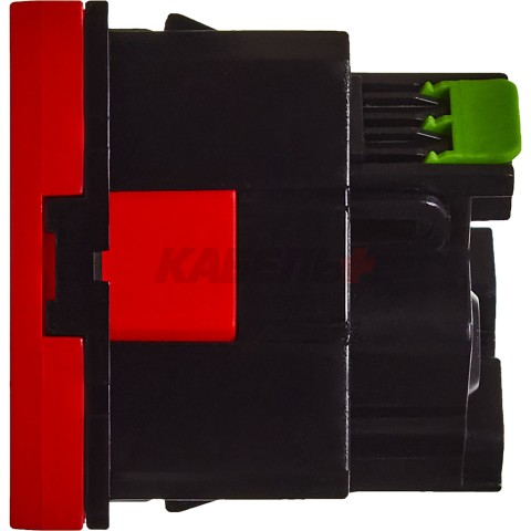 Розетка 45град с заземляющим контактом защитной шторкой и безвинтовым зажимом (2 модуля) красная