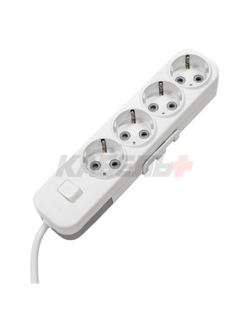 EL-BI,Myra,удлинитель 4гн2м с/з с выкл. белый,527-010202-412