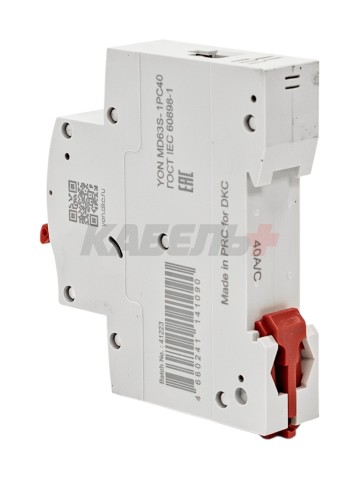 Автоматический выключатель YON max типа MD63S, 4,5кА, 1 полюс, хар-ка C, 40А DKC