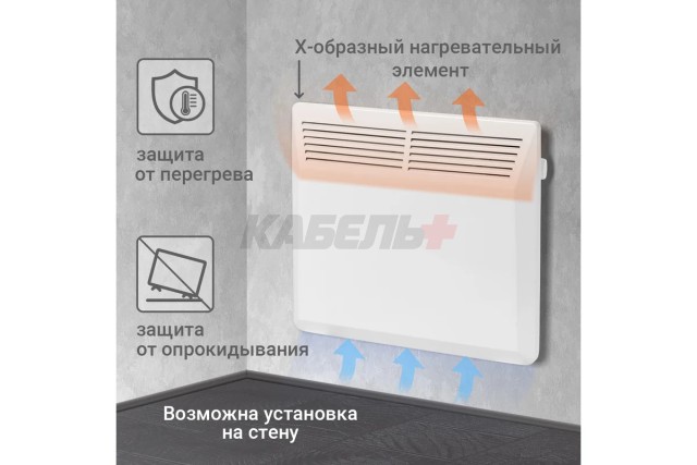 Конвектор электрический ЭК-1000X, термостат, ножки, белый, 1000 Вт, TDM