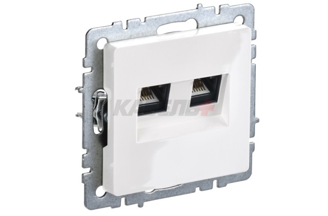 BRITE Розетка компьютерная двойная кат.5E RJ45 РК10-2-БрБ белый IEK