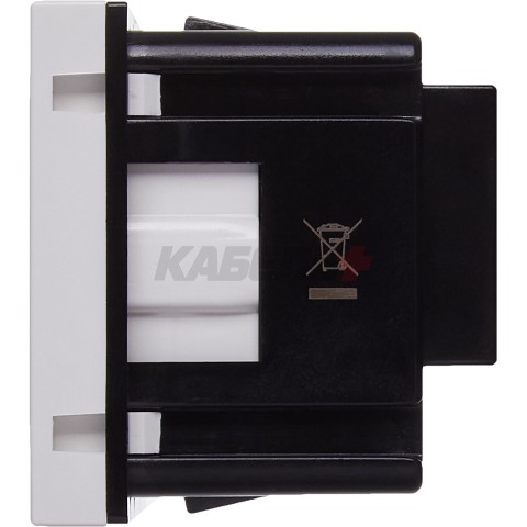 Розетка с заземляющим контактом защитной шторкой и винтовым зажимом (2 модуля) белая